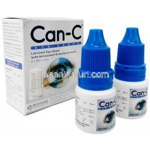 Can-C 点眼薬,　グリセリン 1% w/v / カルボキシメチルセルロース  0.3% w/v, 2本 x 5ml バイアル,製造元： Profound Products, 箱,ボトル2本